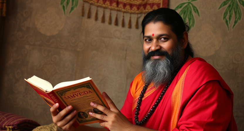 A indian rishi with Samaveda book.